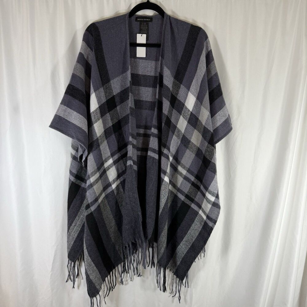 New Banana Republic Karen Plaid Wrap Women's One Size Cashmere Wool Blend